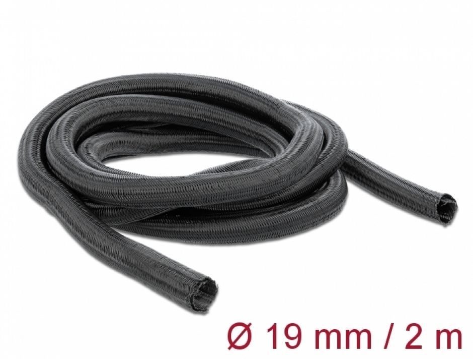 Plasa cu auto inchidere pentru organizarea cablurilor 2m x 19mm negru, Delock 18855 imagine noua